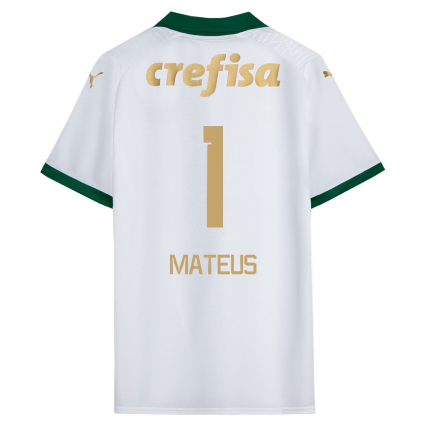 Hombre Fútbol Camiseta Mateus #1 Blanco Verde 2ª Equipación 2024/25 Argentina