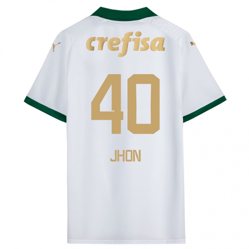 Hombre Fútbol Camiseta Jhon Jhon #40 Blanco Verde 2ª Equipación 2024/25 Argentina