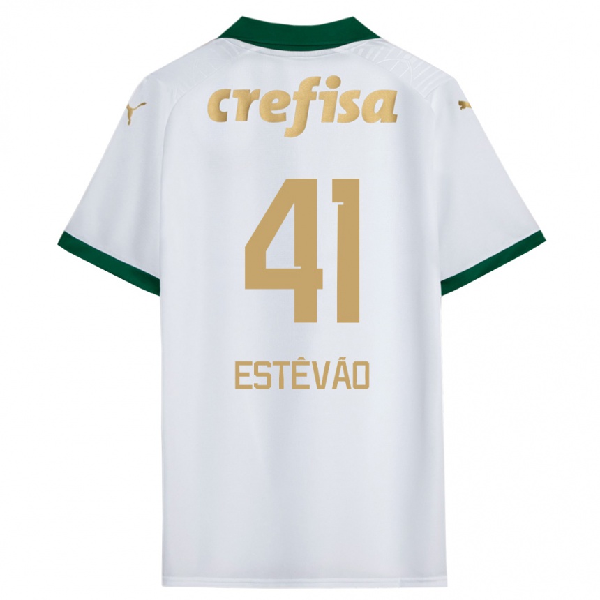 Hombre Fútbol Camiseta Estêvão #41 Blanco Verde 2ª Equipación 2024/25 Argentina