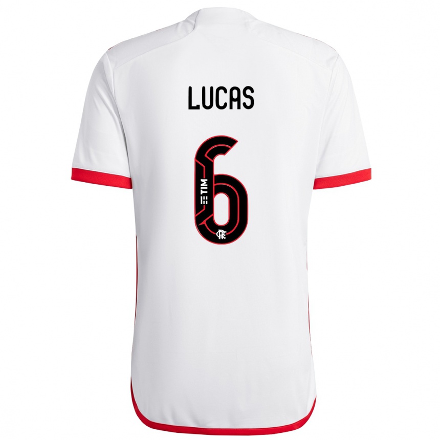 Hombre Fútbol Camiseta Ayrton Lucas #6 Blanco Rojo 2ª Equipación 2024/25 Argentina