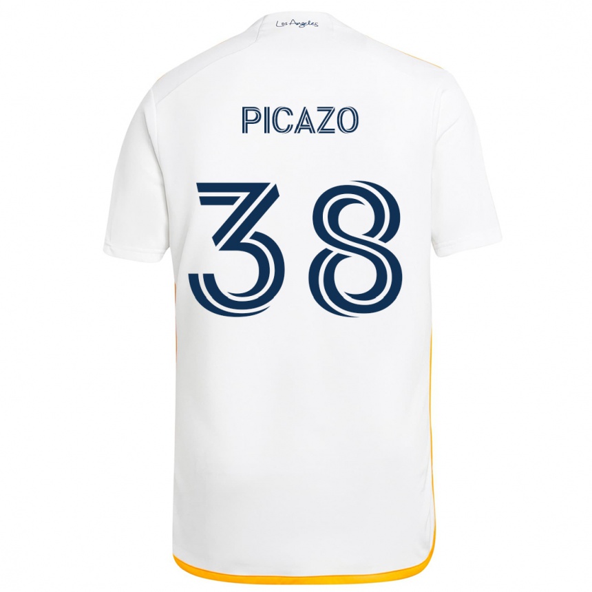 Mujer Fútbol Camiseta Axel Picazo #38 Blanco Amarillo 1ª Equipación 2024/25 Argentina