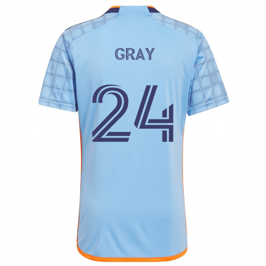 Mujer Fútbol Camiseta Tayvon Gray #24 Azul Naranja 1ª Equipación 2024/25 Argentina