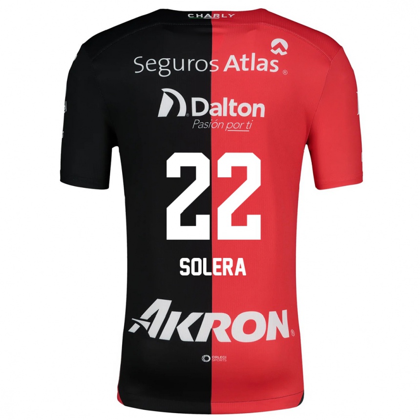 Mujer Fútbol Camiseta Daniela Solera #22 Negro Rojo 1ª Equipación 2024/25 Argentina