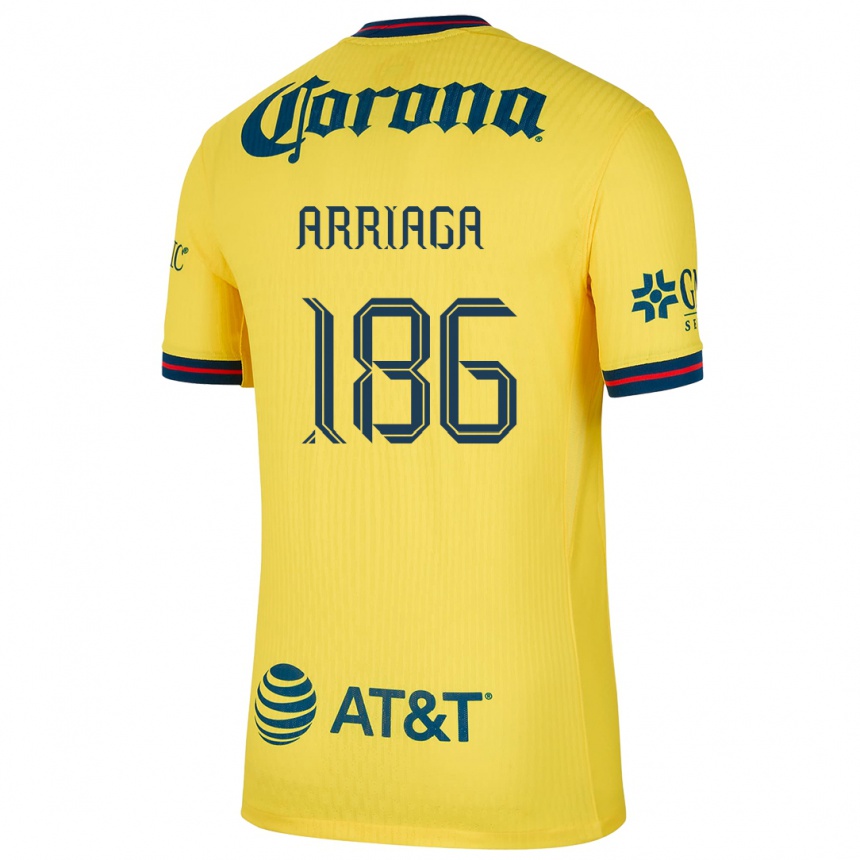 Mujer Fútbol Camiseta Diego Arriaga #186 Amarillo Azul 1ª Equipación 2024/25 Argentina