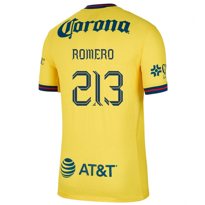 Mujer Fútbol Camiseta Axel Romero #213 Amarillo Azul 1ª Equipación 2024/25 Argentina