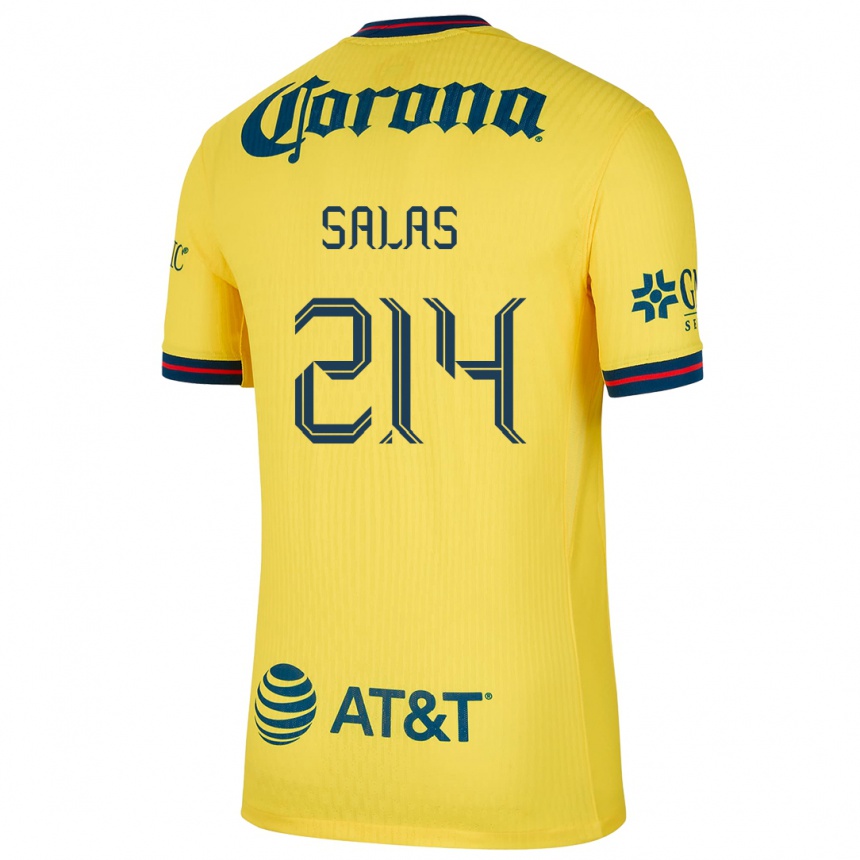 Mujer Fútbol Camiseta Patricio Salas #214 Amarillo Azul 1ª Equipación 2024/25 Argentina