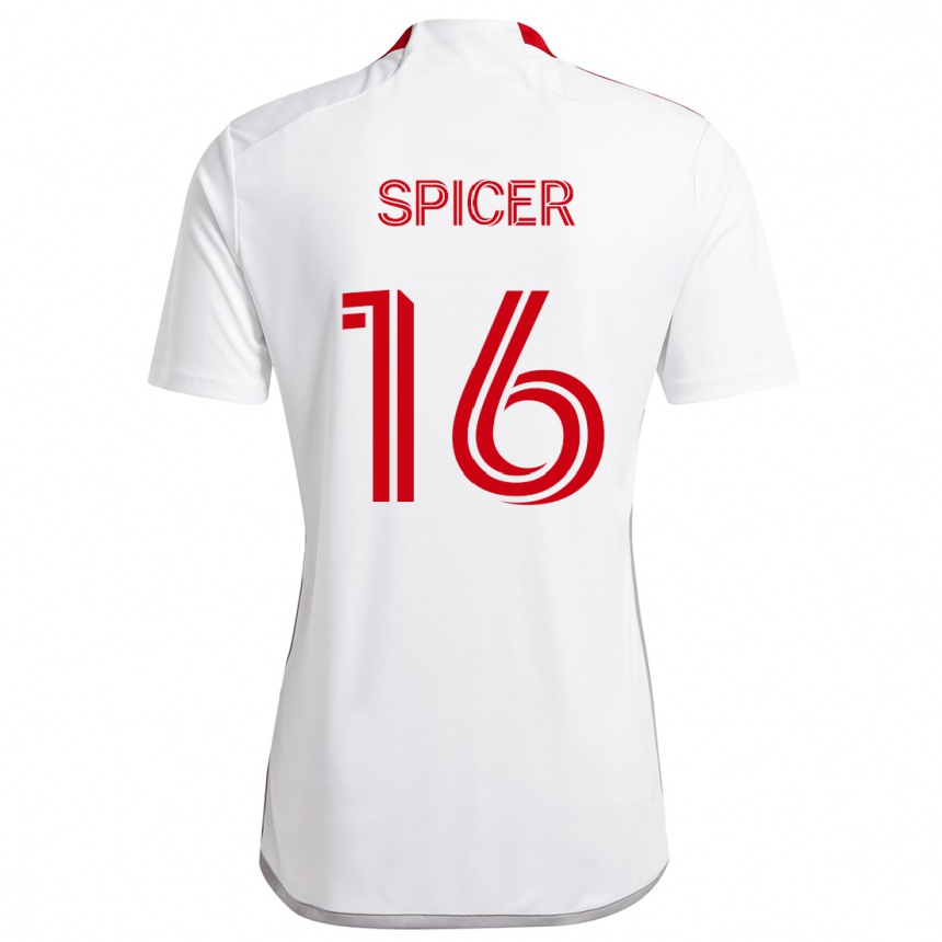 Mujer Fútbol Camiseta Tyrese Spicer #16 Blanco Rojo 2ª Equipación 2024/25 Argentina