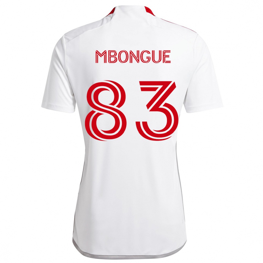 Mujer Fútbol Camiseta Hugo Mbongue #83 Blanco Rojo 2ª Equipación 2024/25 Argentina