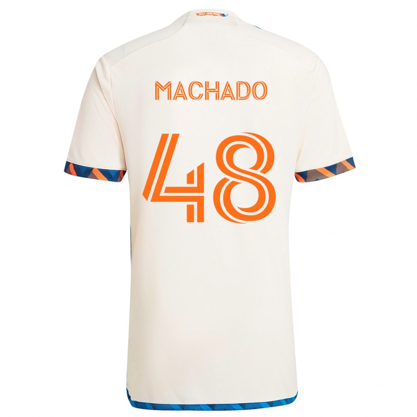 Mujer Fútbol Camiseta Juan Machado #48 Blanco Naranja 2ª Equipación 2024/25 Argentina