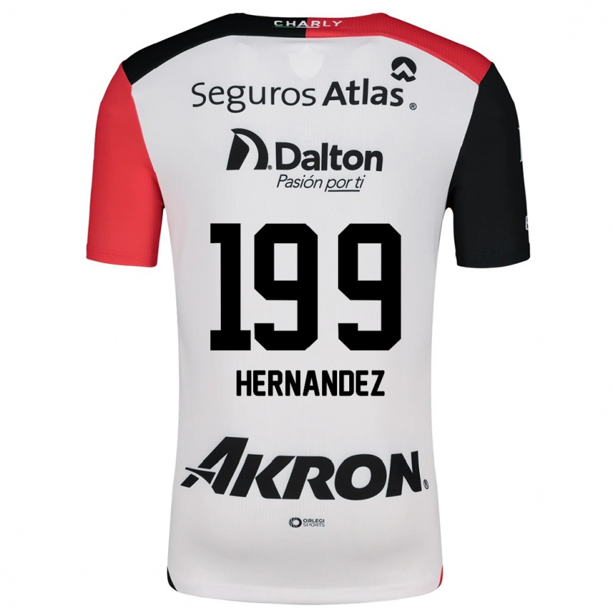 Mujer Fútbol Camiseta Sergio Hernández #199 Blanco Rojo Negro 2ª Equipación 2024/25 Argentina