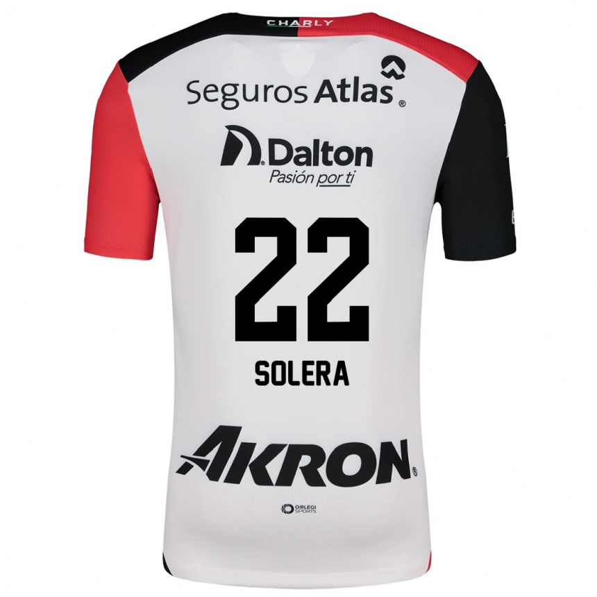 Mujer Fútbol Camiseta Daniela Solera #22 Blanco Rojo Negro 2ª Equipación 2024/25 Argentina