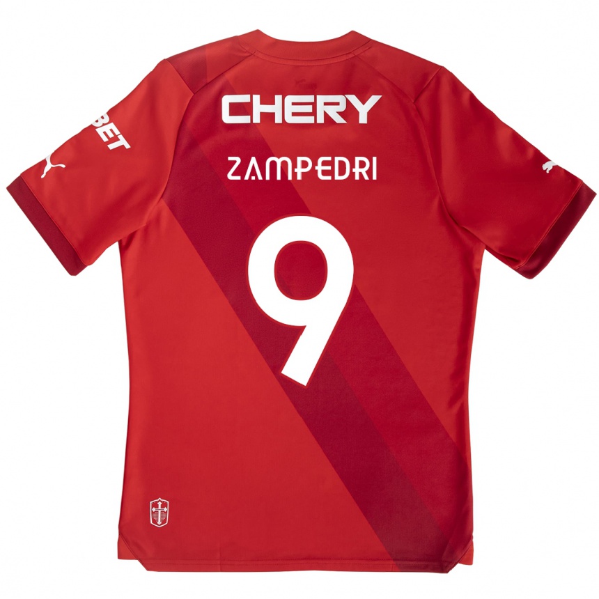 Mujer Fútbol Camiseta Fernando Zampedri #9 Rojo Blanco 2ª Equipación 2024/25 Argentina