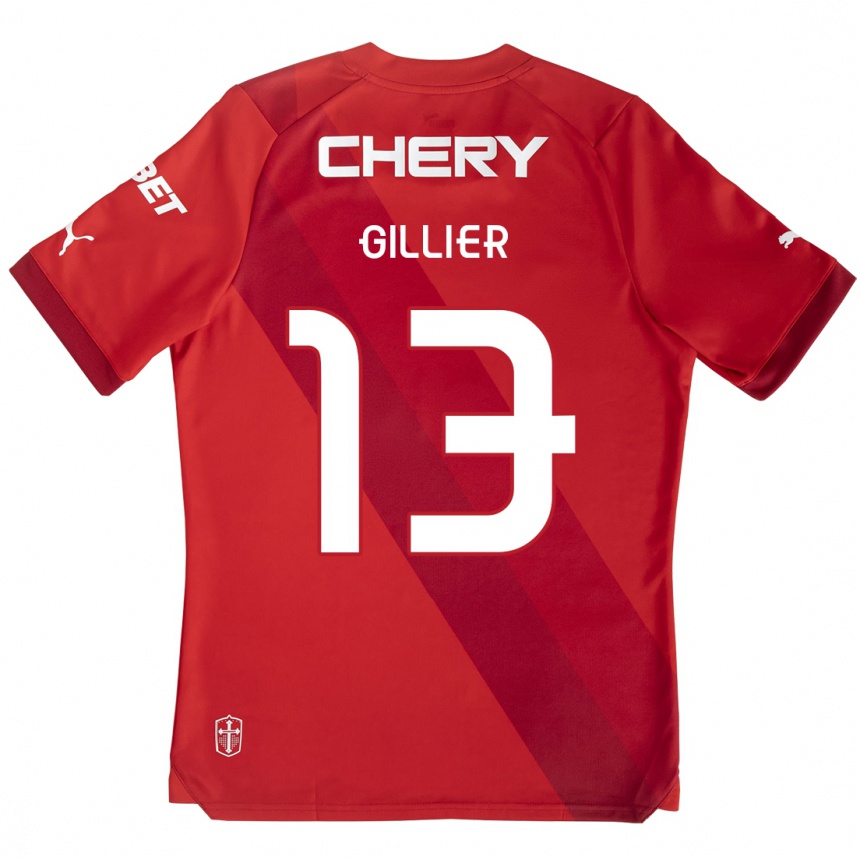 Mujer Fútbol Camiseta Thomas Gillier #13 Rojo Blanco 2ª Equipación 2024/25 Argentina