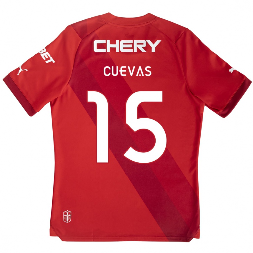 Mujer Fútbol Camiseta Cristian Cuevas #15 Rojo Blanco 2ª Equipación 2024/25 Argentina