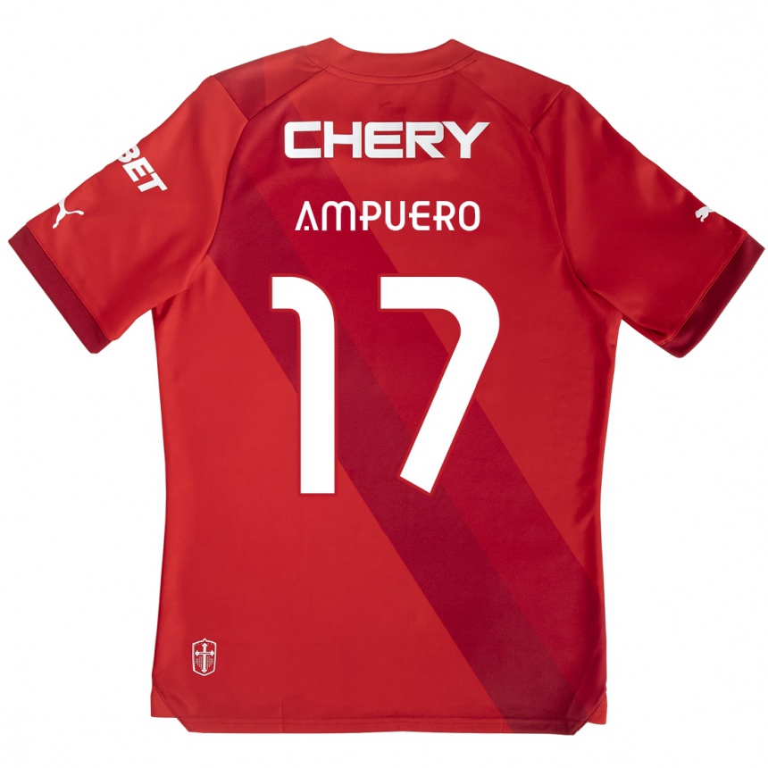 Mujer Fútbol Camiseta Branco Ampuero #17 Rojo Blanco 2ª Equipación 2024/25 Argentina