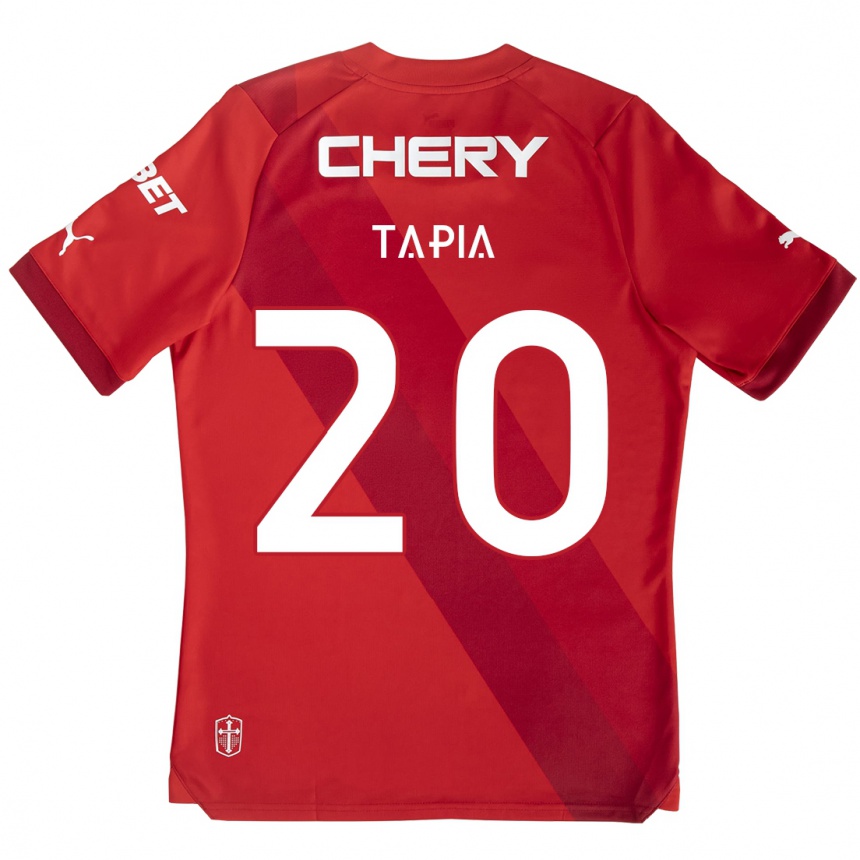 Mujer Fútbol Camiseta Gonzalo Tapia #20 Rojo Blanco 2ª Equipación 2024/25 Argentina