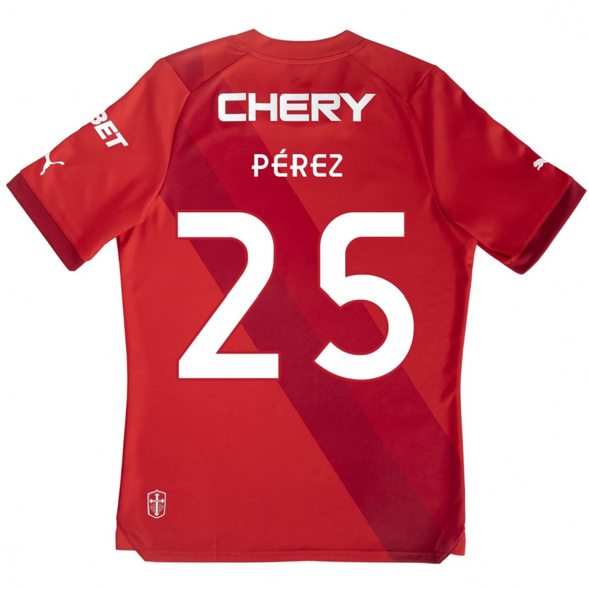 Mujer Fútbol Camiseta Sebastián Pérez #25 Rojo Blanco 2ª Equipación 2024/25 Argentina