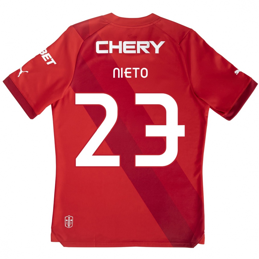 Mujer Fútbol Camiseta Byron Nieto #23 Rojo Blanco 2ª Equipación 2024/25 Argentina