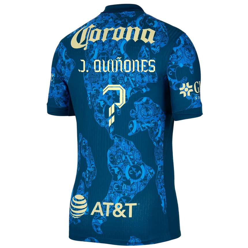 Mujer Fútbol Camiseta Julián Quiñones #0 Azul Amarillo 2ª Equipación 2024/25 Argentina