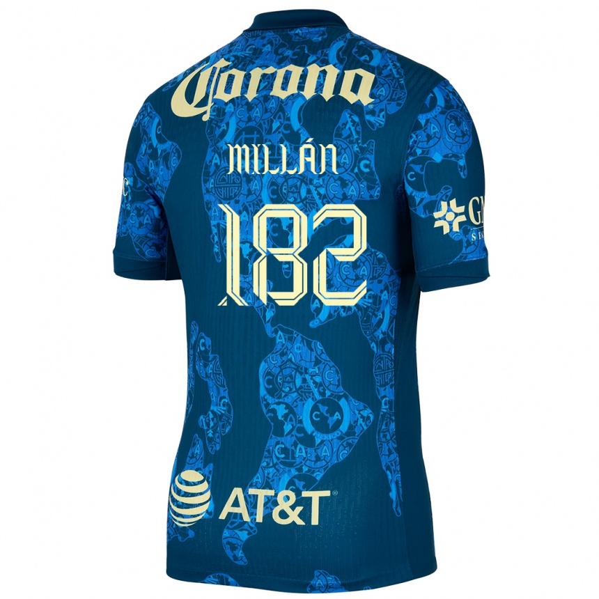 Mujer Fútbol Camiseta Daniel Millán #182 Azul Amarillo 2ª Equipación 2024/25 Argentina