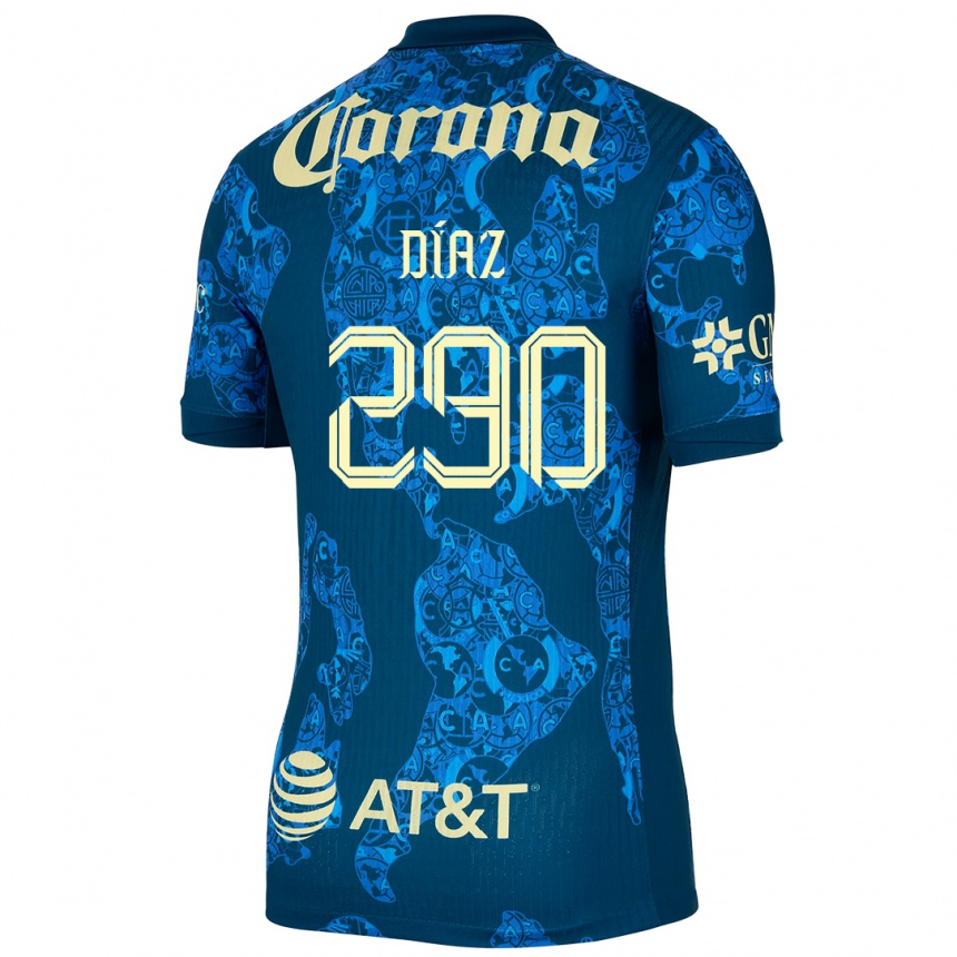 Mujer Fútbol Camiseta Julio Díaz #290 Azul Amarillo 2ª Equipación 2024/25 Argentina