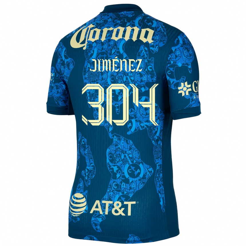 Mujer Fútbol Camiseta Derek Jiménez #304 Azul Amarillo 2ª Equipación 2024/25 Argentina