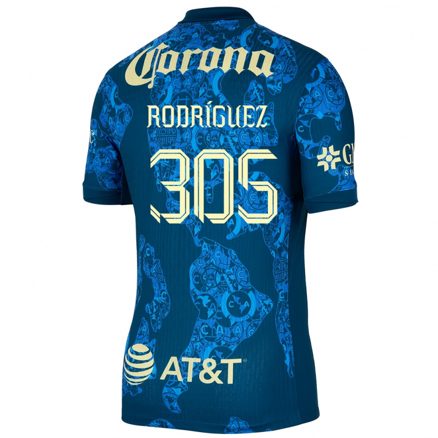 Mujer Fútbol Camiseta Bryan Rodríguez #305 Azul Amarillo 2ª Equipación 2024/25 Argentina