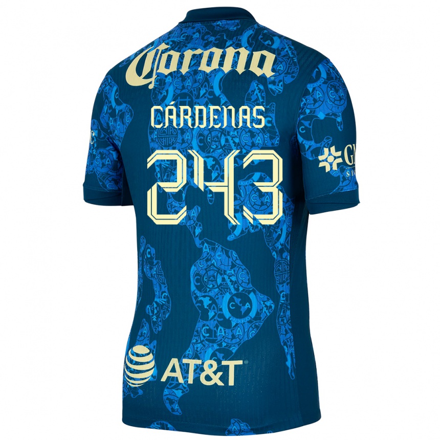 Mujer Fútbol Camiseta Alejandro Cárdenas #243 Azul Amarillo 2ª Equipación 2024/25 Argentina