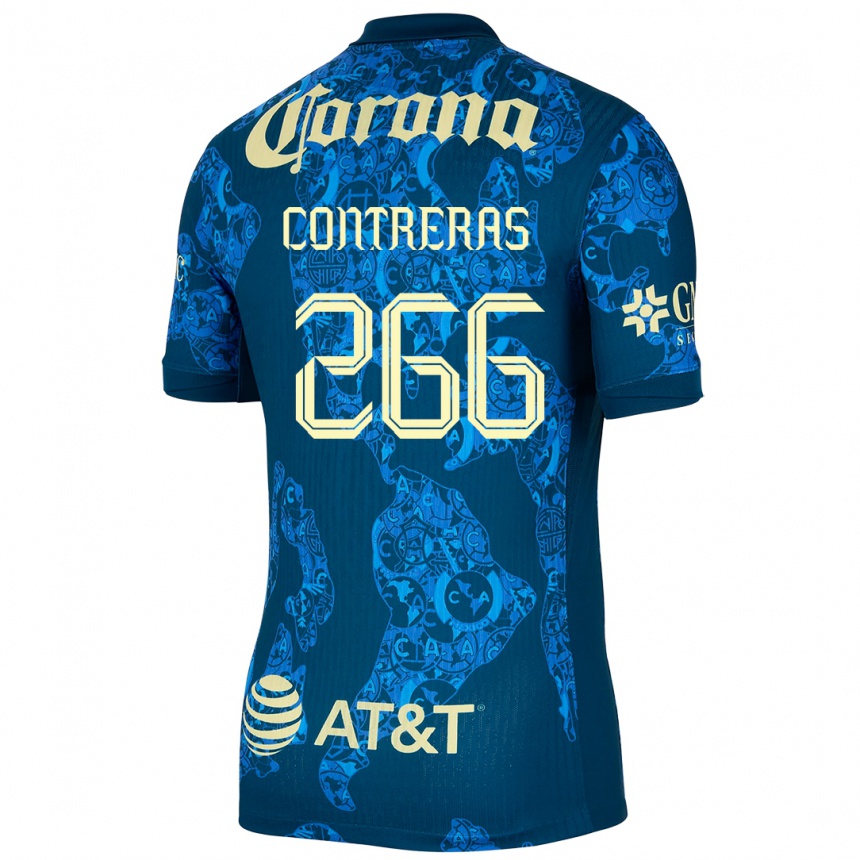 Mujer Fútbol Camiseta Ángel Contreras #266 Azul Amarillo 2ª Equipación 2024/25 Argentina