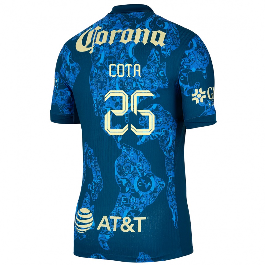 Mujer Fútbol Camiseta Renatta Cota #25 Azul Amarillo 2ª Equipación 2024/25 Argentina