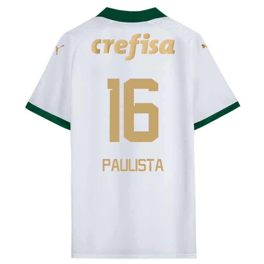 Mujer Fútbol Camiseta Caio Paulista #16 Blanco Verde 2ª Equipación 2024/25 Argentina