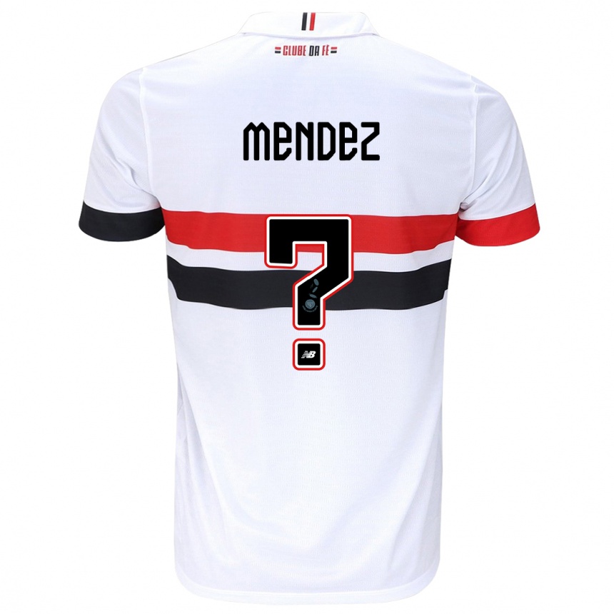 Niño Fútbol Camiseta Jhegson Méndez #0 Blanco Rojo Negro 1ª Equipación 2024/25 Argentina