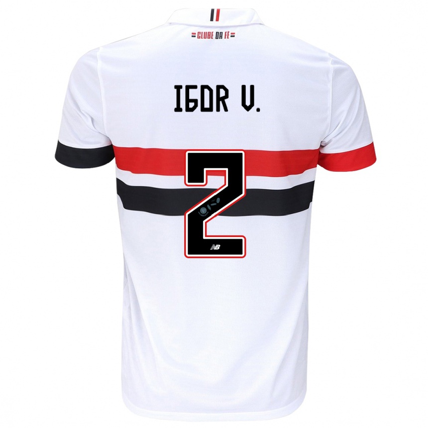 Niño Fútbol Camiseta Igor Vinícius #2 Blanco Rojo Negro 1ª Equipación 2024/25 Argentina