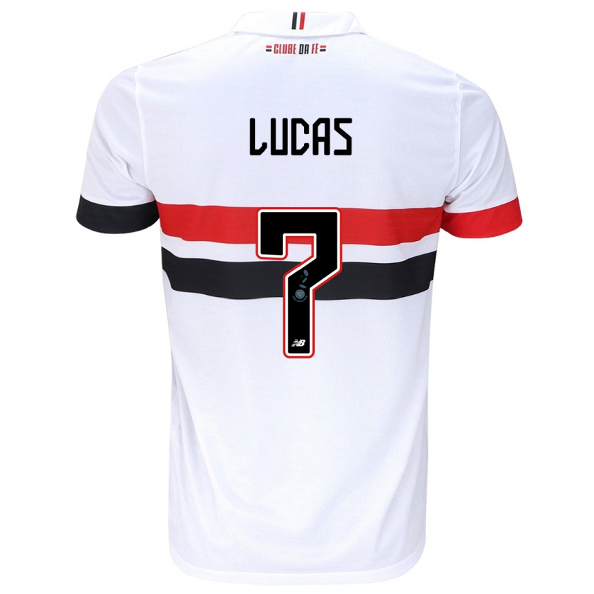 Niño Fútbol Camiseta Lucas Moura #7 Blanco Rojo Negro 1ª Equipación 2024/25 Argentina