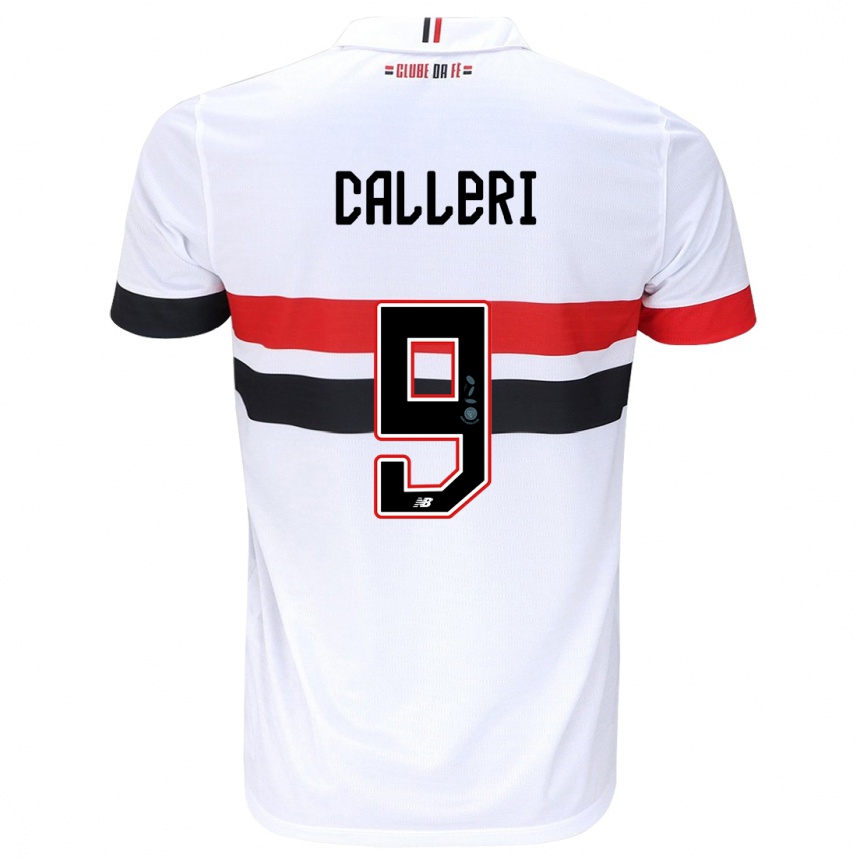 Niño Fútbol Camiseta Jonathan Calleri #9 Blanco Rojo Negro 1ª Equipación 2024/25 Argentina