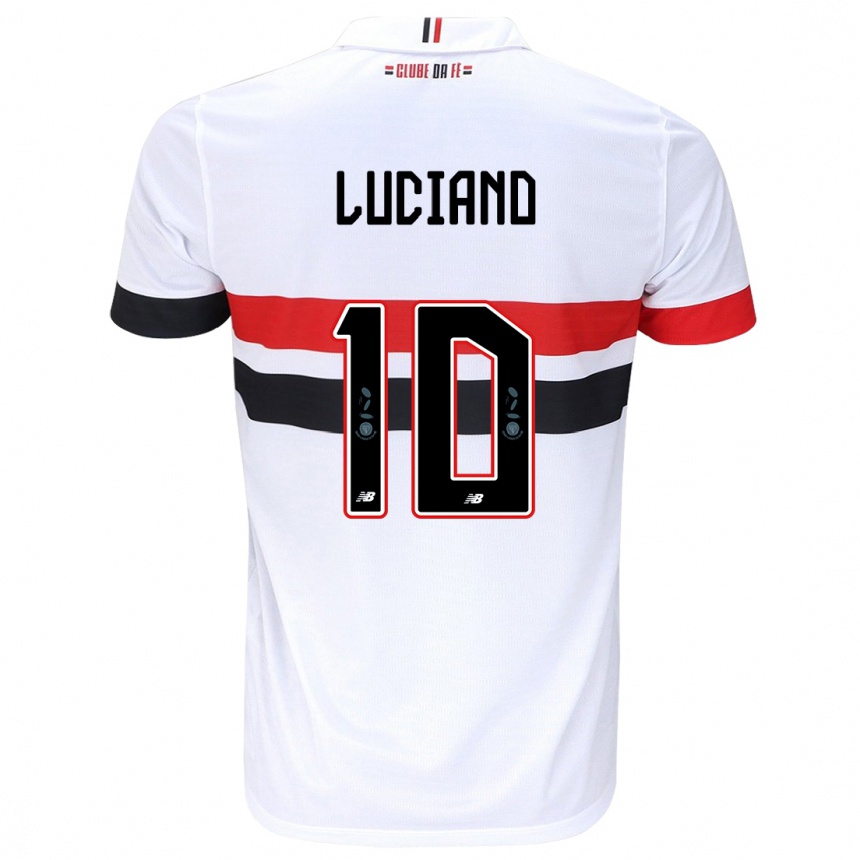 Niño Fútbol Camiseta Luciano #10 Blanco Rojo Negro 1ª Equipación 2024/25 Argentina