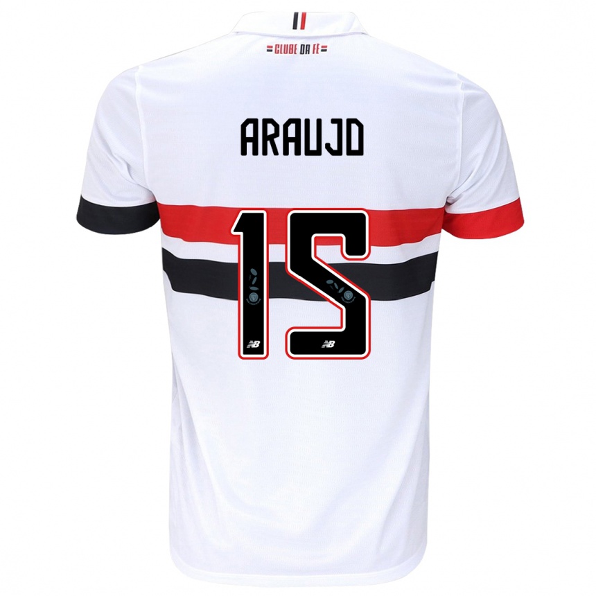 Niño Fútbol Camiseta Michel Araújo #15 Blanco Rojo Negro 1ª Equipación 2024/25 Argentina