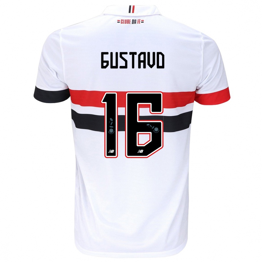 Niño Fútbol Camiseta Luiz Gustavo #16 Blanco Rojo Negro 1ª Equipación 2024/25 Argentina