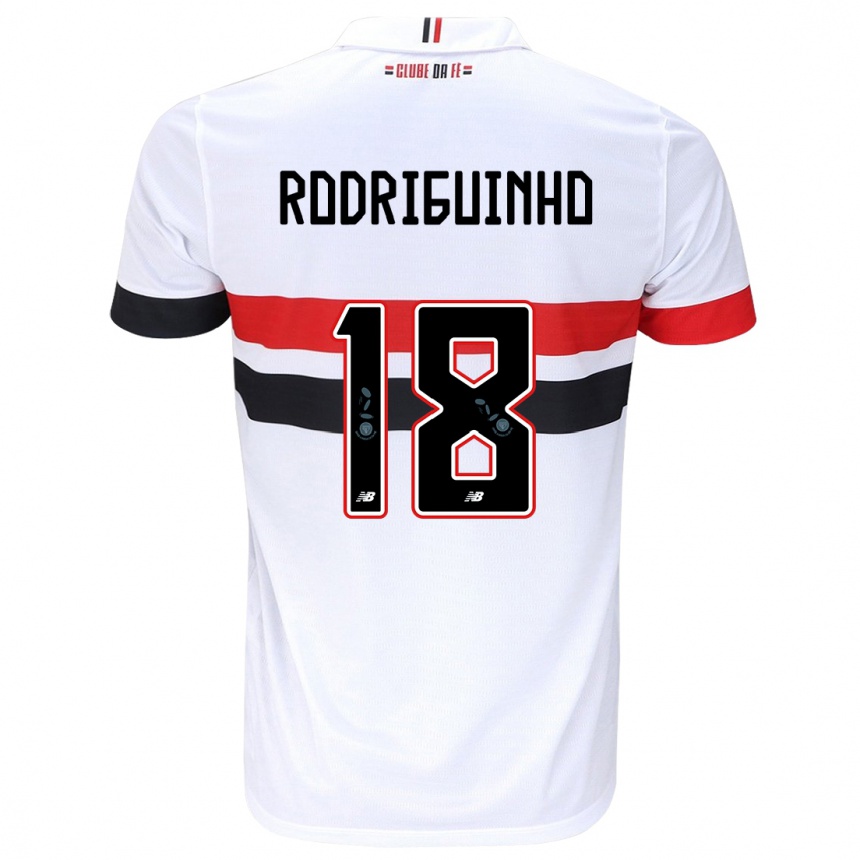 Niño Fútbol Camiseta Rodriguinho #18 Blanco Rojo Negro 1ª Equipación 2024/25 Argentina