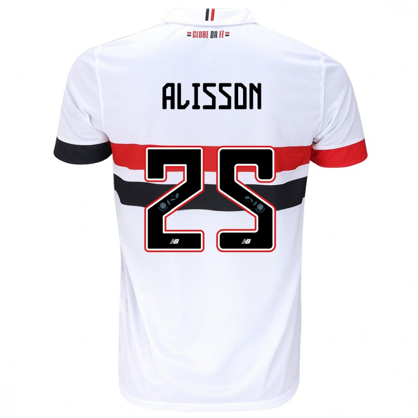 Niño Fútbol Camiseta Alisson #25 Blanco Rojo Negro 1ª Equipación 2024/25 Argentina