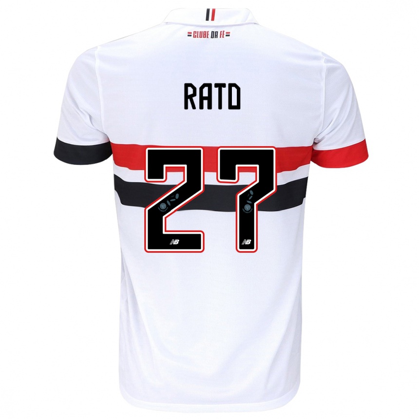 Niño Fútbol Camiseta Wellington Rato #27 Blanco Rojo Negro 1ª Equipación 2024/25 Argentina