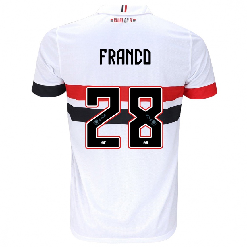 Niño Fútbol Camiseta Alan Franco #28 Blanco Rojo Negro 1ª Equipación 2024/25 Argentina