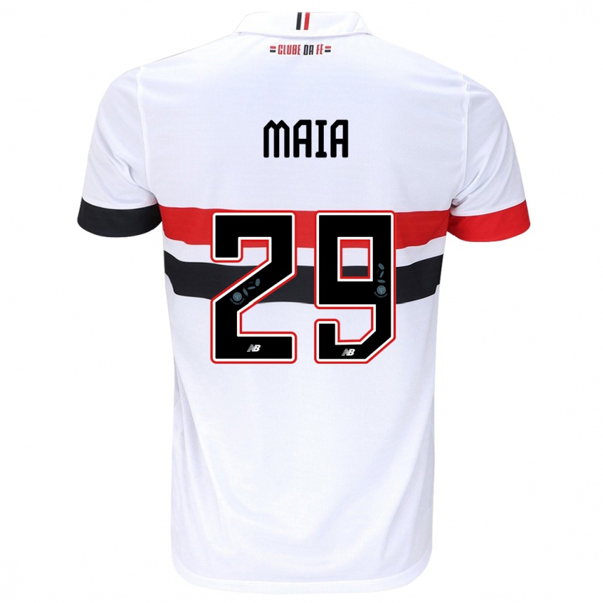 Niño Fútbol Camiseta Pablo Maia #29 Blanco Rojo Negro 1ª Equipación 2024/25 Argentina