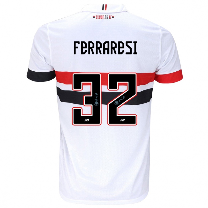 Niño Fútbol Camiseta Nahuel Ferraresi #32 Blanco Rojo Negro 1ª Equipación 2024/25 Argentina