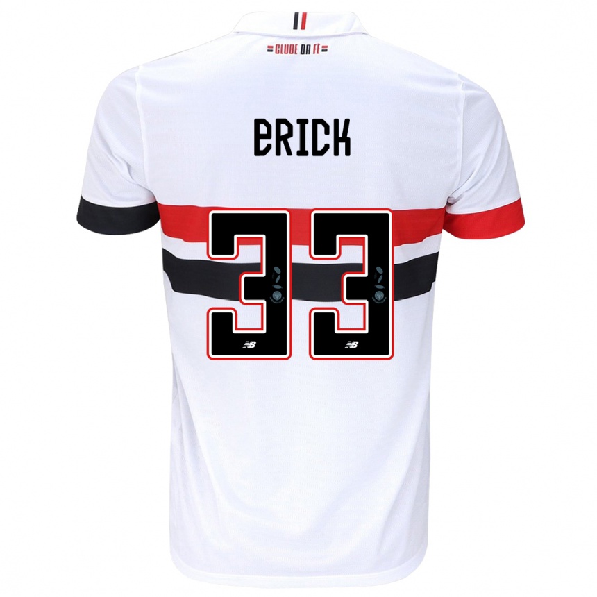 Niño Fútbol Camiseta Erick #33 Blanco Rojo Negro 1ª Equipación 2024/25 Argentina