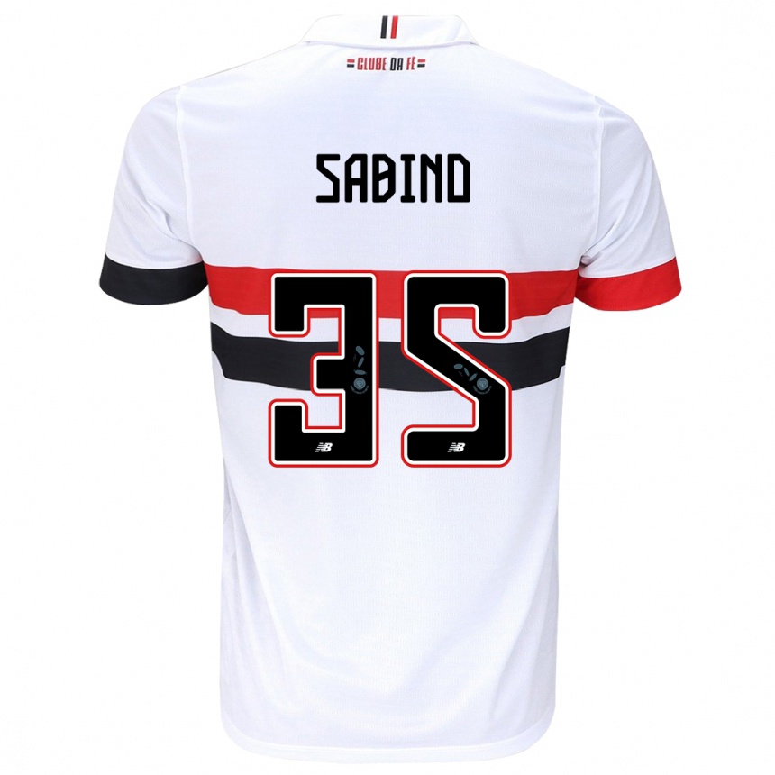 Niño Fútbol Camiseta Sabino #35 Blanco Rojo Negro 1ª Equipación 2024/25 Argentina