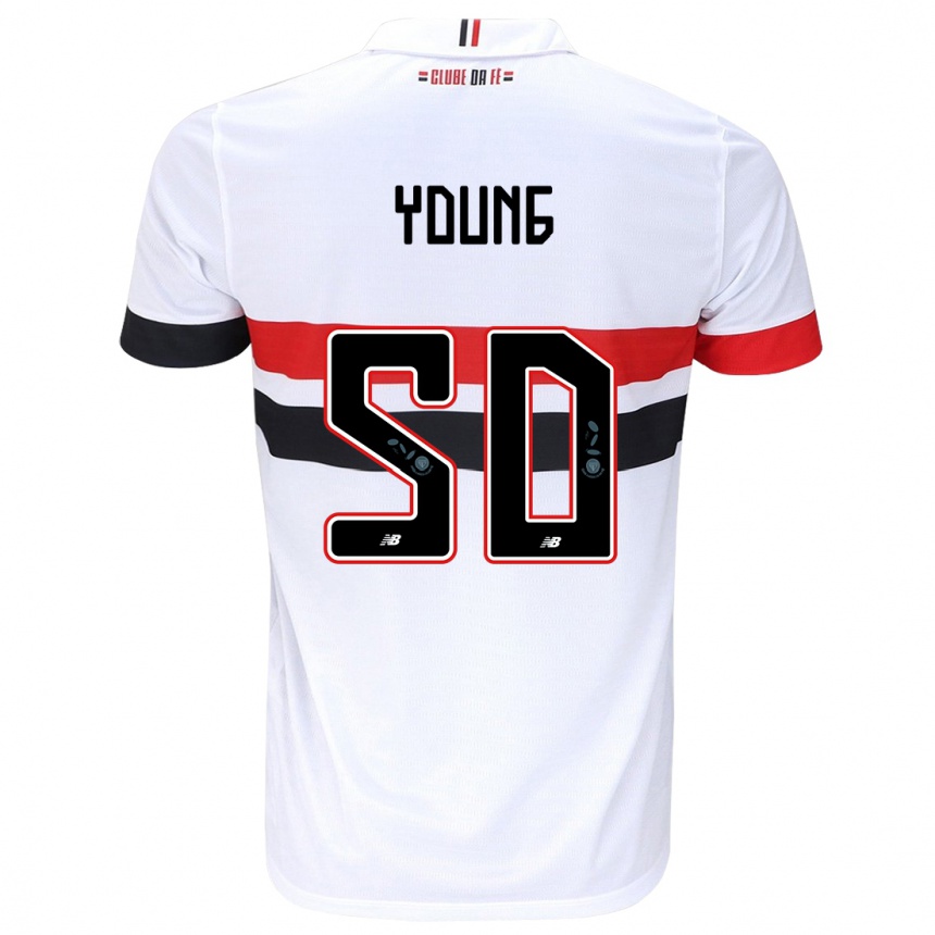 Niño Fútbol Camiseta Young #50 Blanco Rojo Negro 1ª Equipación 2024/25 Argentina