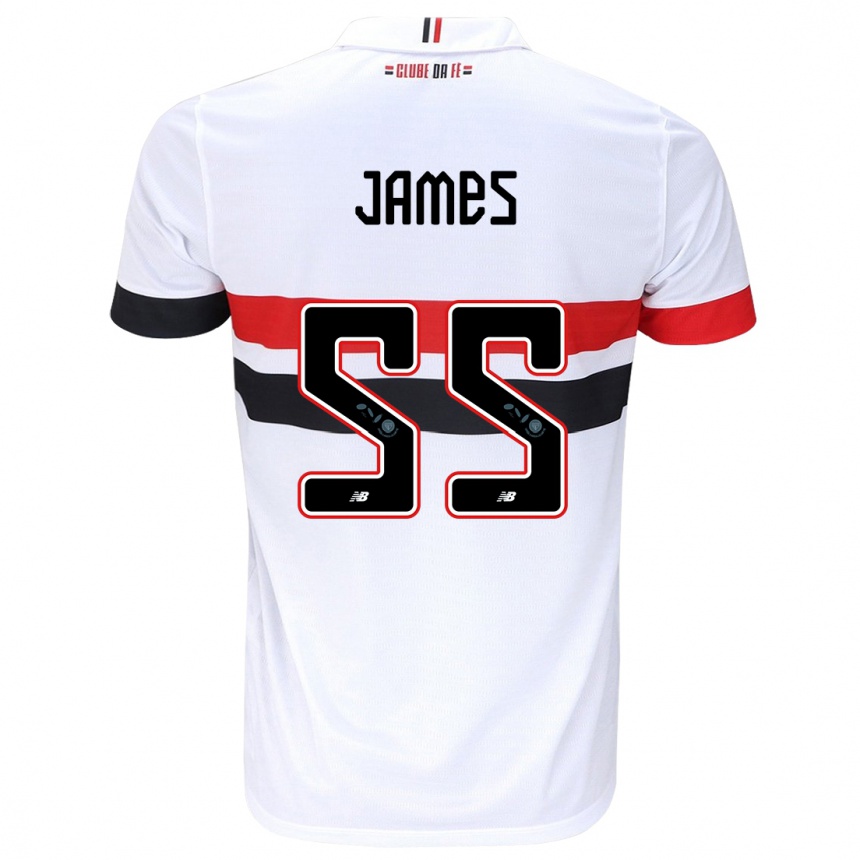 Niño Fútbol Camiseta James Rodríguez #55 Blanco Rojo Negro 1ª Equipación 2024/25 Argentina