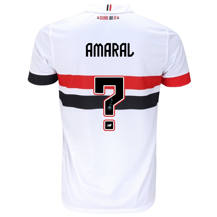 Niño Fútbol Camiseta Mateus Amaral #0 Blanco Rojo Negro 1ª Equipación 2024/25 Argentina