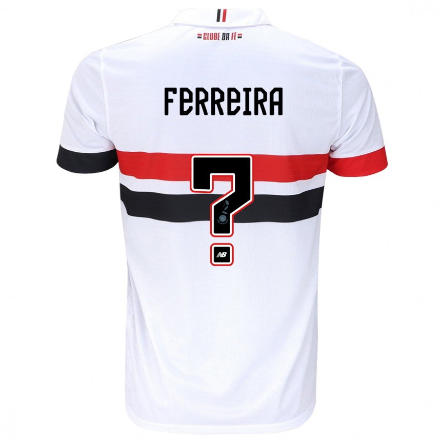 Niño Fútbol Camiseta Lucas Ferreira #0 Blanco Rojo Negro 1ª Equipación 2024/25 Argentina